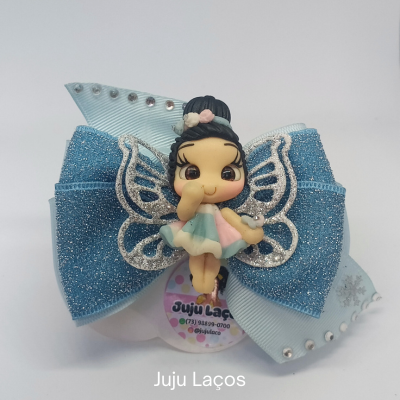 Laço Fada Azul com Gliter